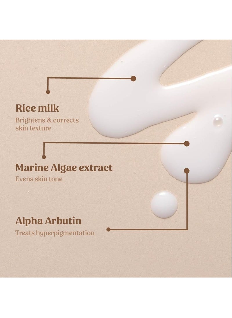 Vilvah Store Milk Drops Brightening Serum | Formulated With Rice Milk Extract, Marine Algae Extract, Alpha Arbutin | Fades Scars, Brightens Skin And Even Skin Tone | Suitable For All Skin Types | 20 ML