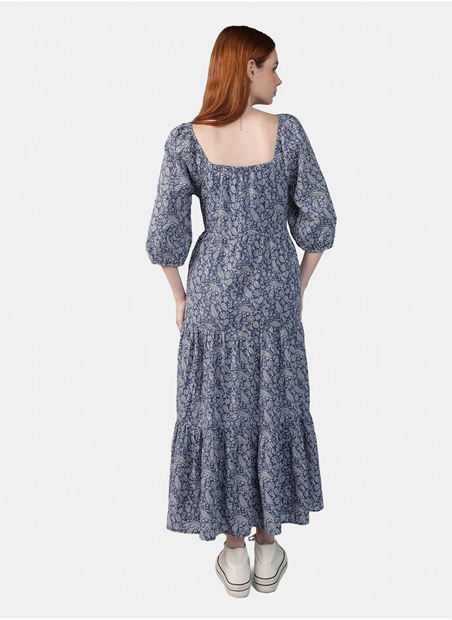 AE Long-Sleeve Tiered Midi Dress