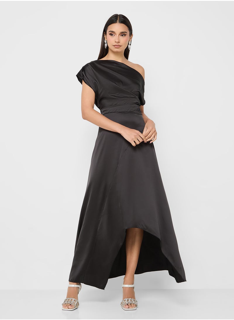 Asmmetrically Draped One Shoulder Dress