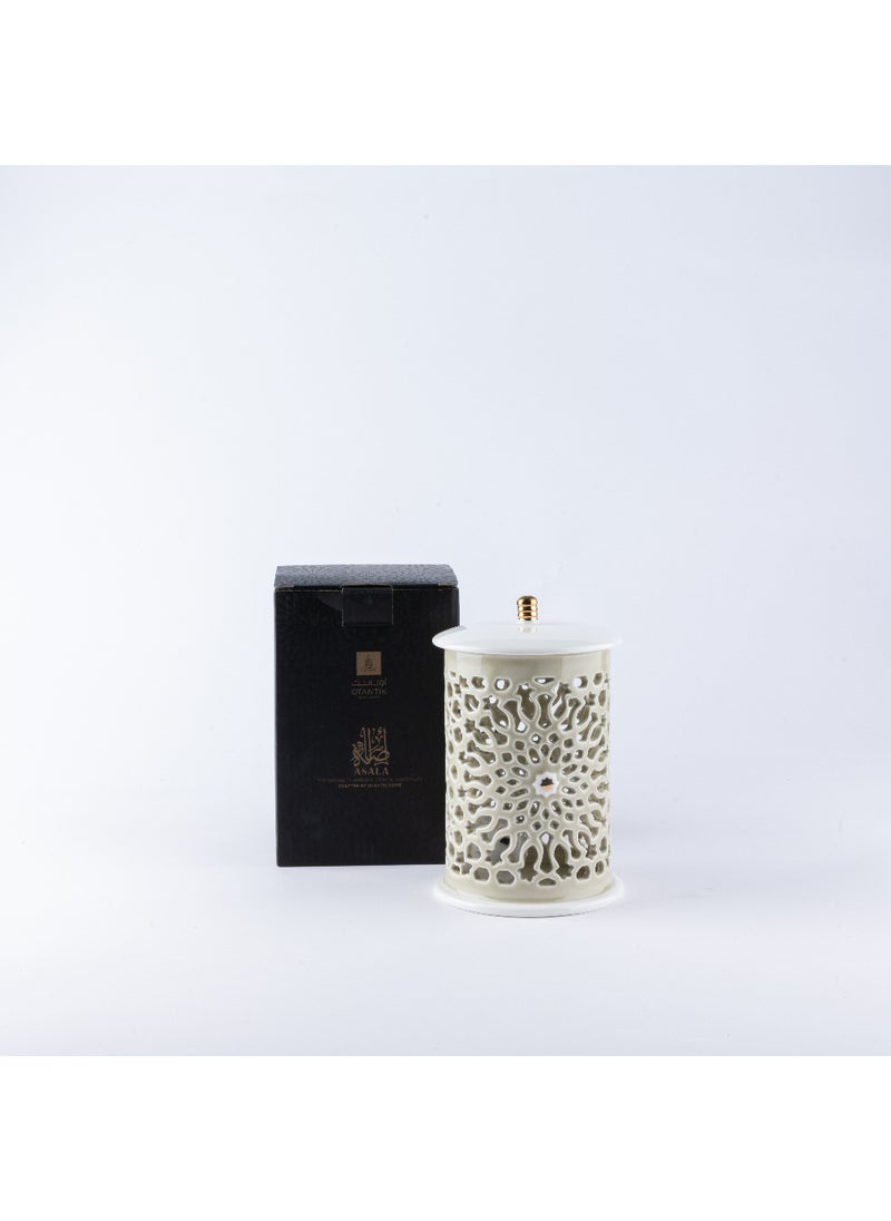 OTANTIK Asalah Small Electronic Candle , Beige and Gold , Elegant LED Candle for Home Décor, Living Room, Bedroom, Ramadan, and Special Occasions , Safe and Stylish Lighting