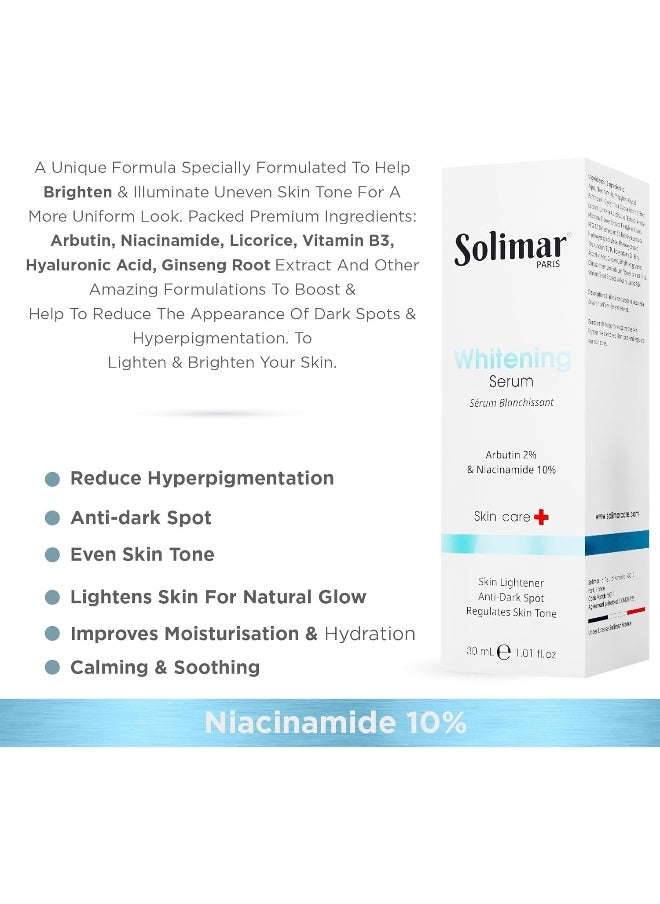 Solimar Paris Whitening Serum 30ml | Supports Skin Lightening & Brightening, Reduces Hyperpigmentation And Dark Spots