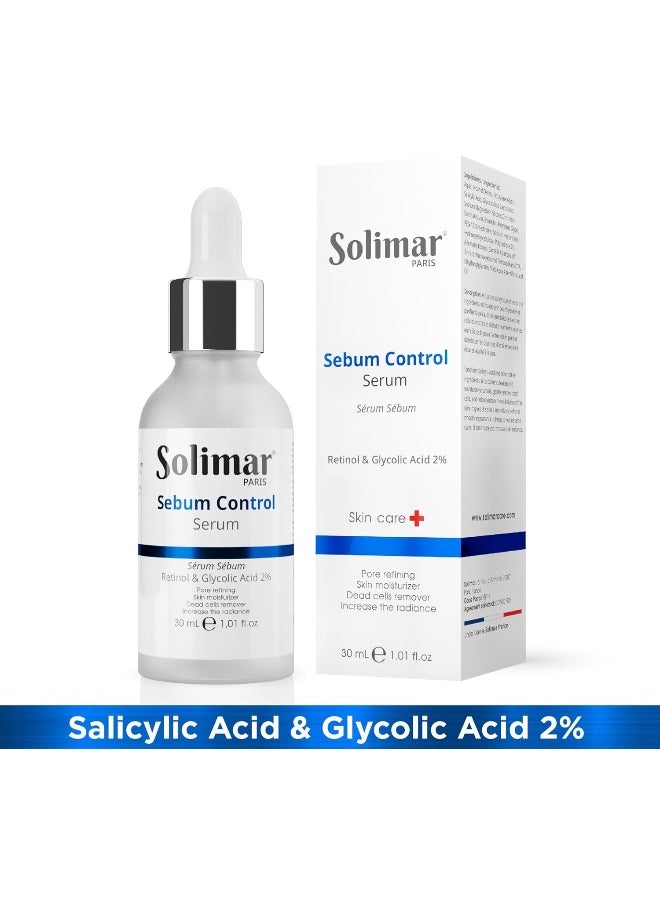 SOLIMAR PARIS Sebum Control Serum 30ml, Solution to manage mild to moderate acne and balance Sebum production