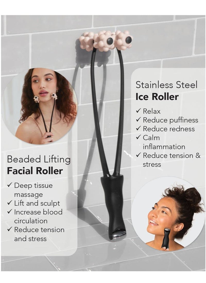 Facial Lifting Roller, 2 In 1 Eye And Face Massager Tool, Lymphatic Drainage Massager Roller, Smooth And Gentle Skin Roller For Wrinkles Removal And Skin Firming, (1pc, Black)