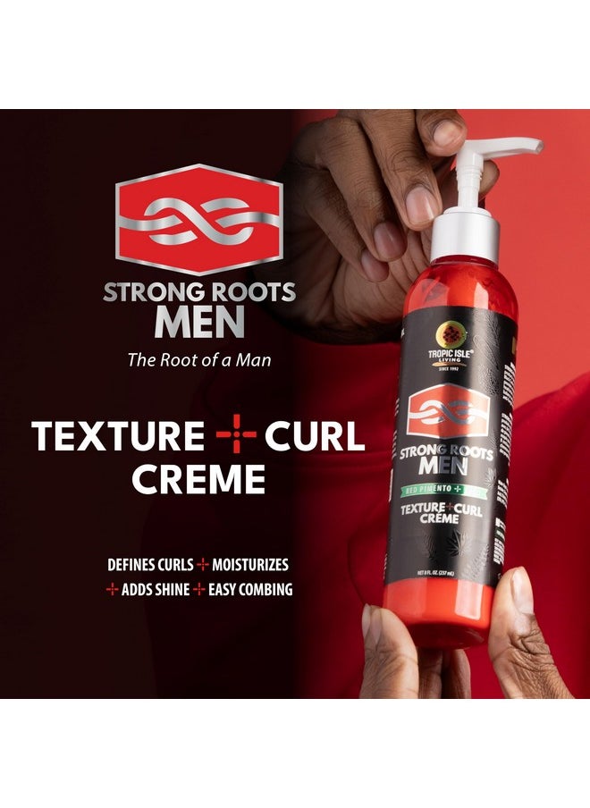 Strong Roots Men Texture Curl Cream - Flexible Hold & Soft Touch, Enhances And Defines Curl, Moisturizing, Easy To Style, Anti Frizz, Jamaican Black Castor Oil With Red Pimento