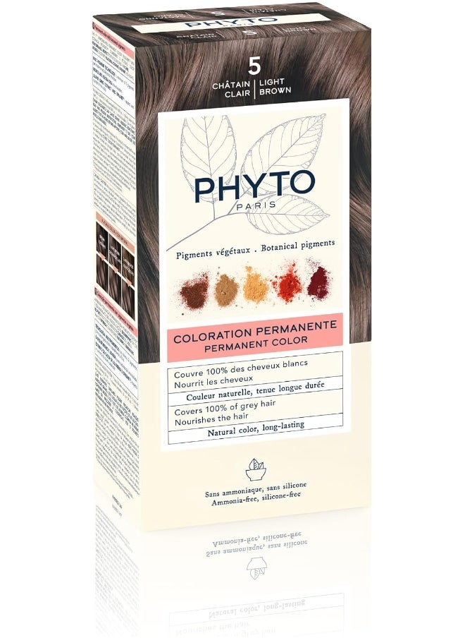 Phyto Phytocolor Permanent Natural Hair Color 5 Light Brown with Botanical Pigments