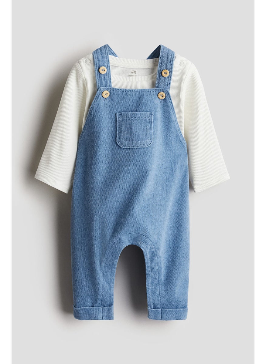 2-Piece Dungarees And Bodysuit Set