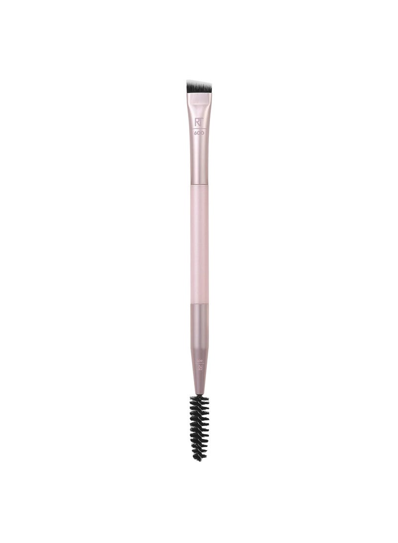 Dual-Ended Brow Brush For Shaping & Filling, Travel-Friendly Spoolie, Blend Natural Full OR Laminated Brows, Luxury Applicator 1 Count Pink