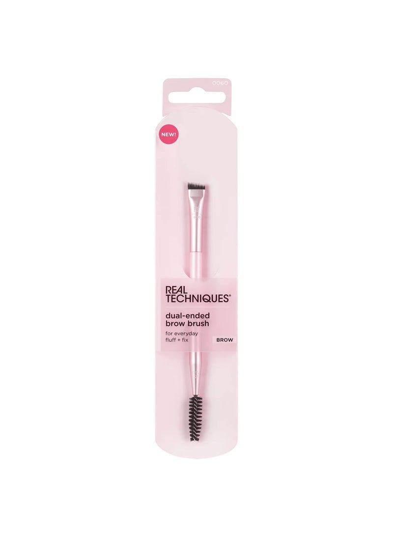 Dual-Ended Brow Brush For Shaping & Filling, Travel-Friendly Spoolie, Blend Natural Full OR Laminated Brows, Luxury Applicator 1 Count Pink