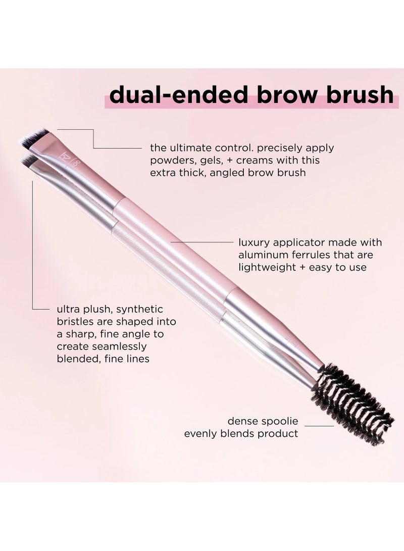 Dual-Ended Brow Brush For Shaping & Filling, Travel-Friendly Spoolie, Blend Natural Full OR Laminated Brows, Luxury Applicator 1 Count Pink