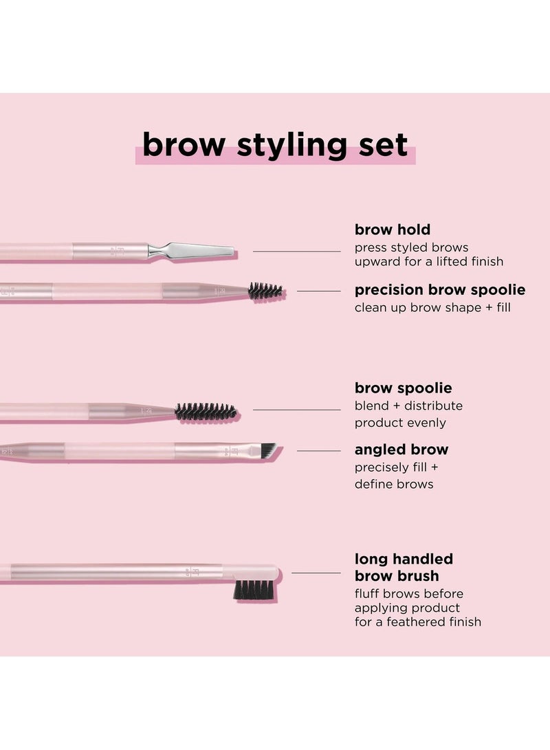 Brow Styling Set For Lifting and Styling, Fill and Style, Dual-ended Full Kit for Eyebrows, Get Full Laminated and Natural Brows Multiuse Tools 3 Piece Set Pink