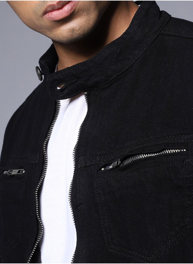 Men Black Denim Jacket