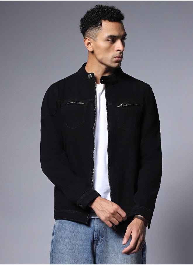 Men Black Denim Jacket