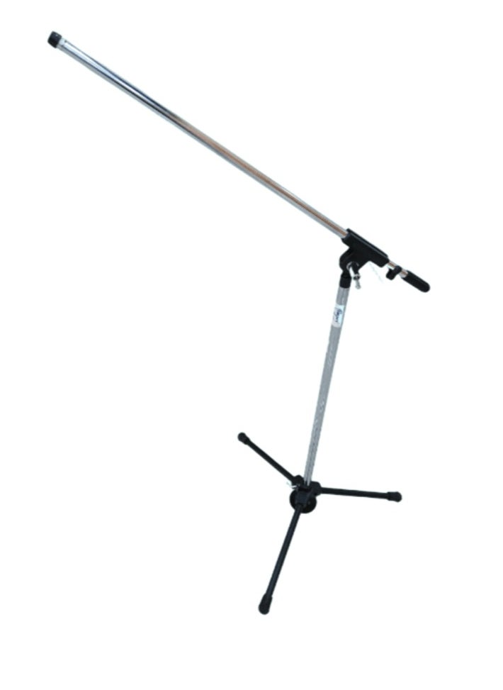 Tripod Base Mic Stand with Fixed-length Boom Mic (Silver), 160 cm.