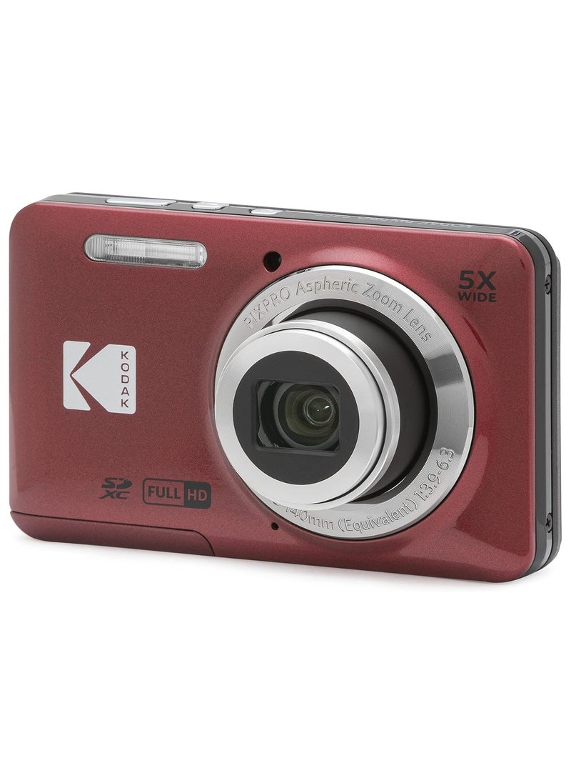 KODAK PIXPRO FZ55-RD 16MP Digital Camera, 5x Optical Zoom, Wide Angle Lens, 2.7-inch LCD Screen Red