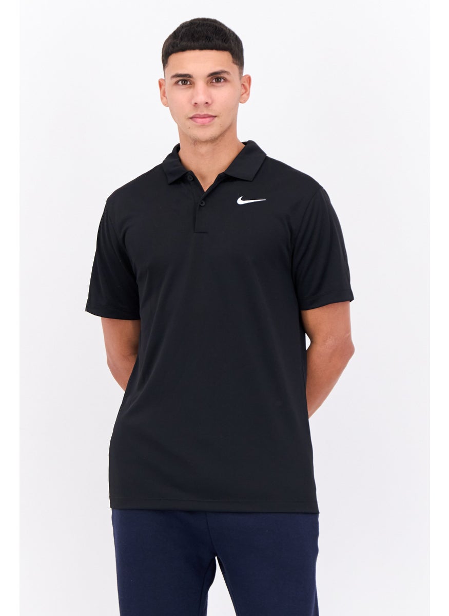 Men Dri Fit Short Sleeve Tennis Polo Shirts, Black