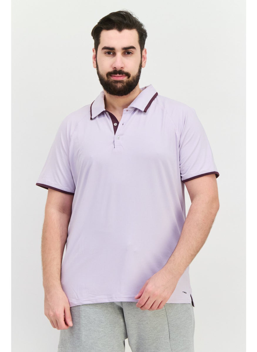 Men Regular Fit Brand Logo Short Sleeves Polo Shirt, Levander