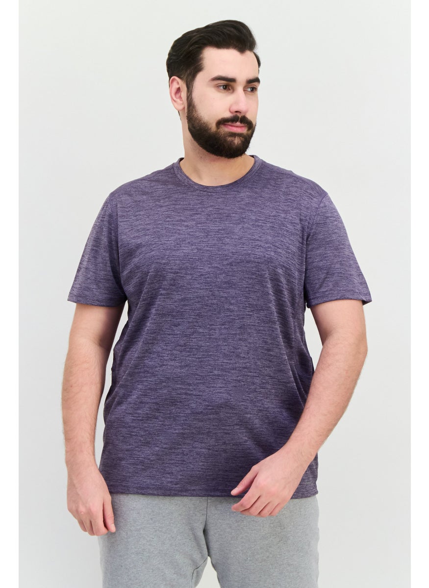 Men Crew Neck Short Sleeves Plain T-Shirt, Purple