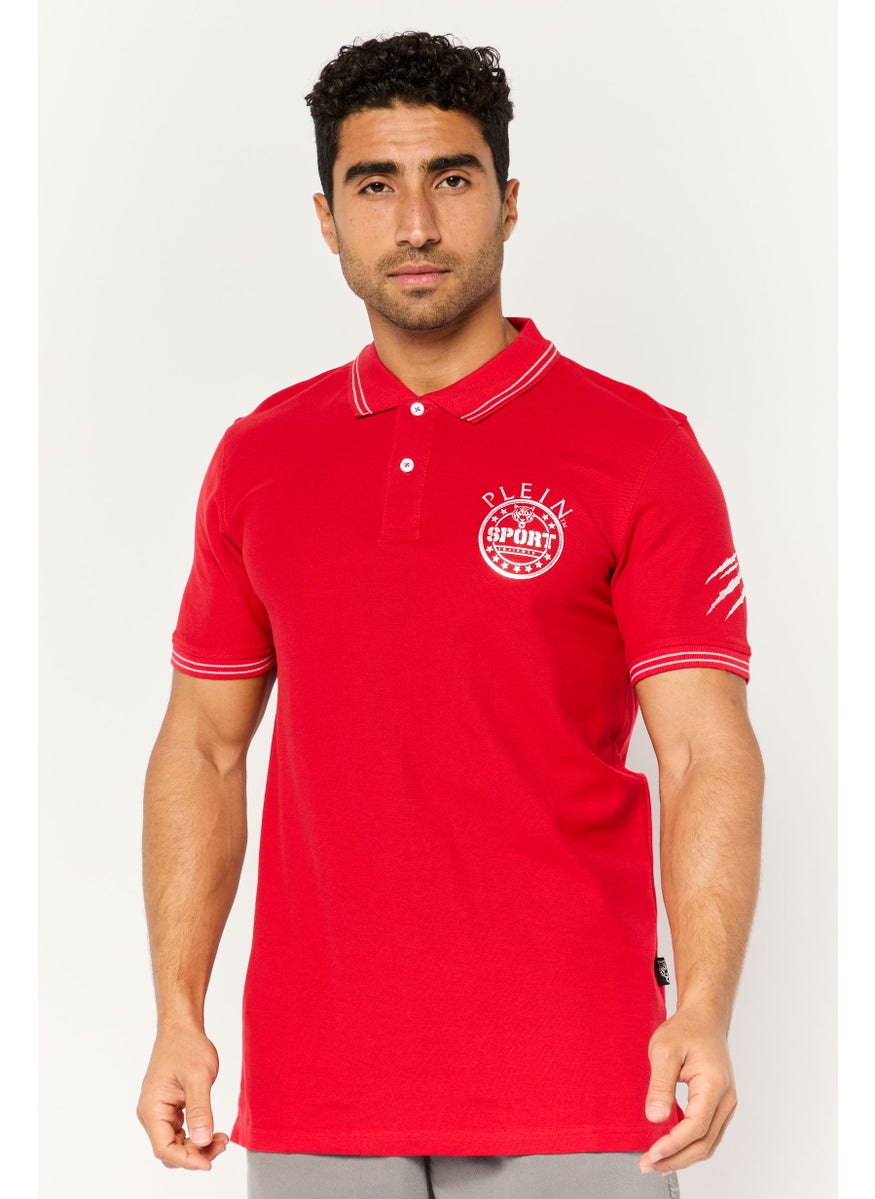 Men Sportswear Fit Short Sleeve Outdoor Polo Shirt, Red