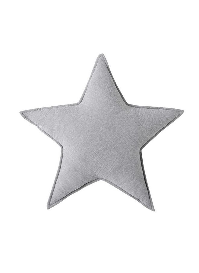 Malabar Baby Cotton Muslin Cushion, Soft Cute Pillow, 17.7x17.7 inches Cute Throw Pillow Decor for Room, Star Shape Erawan Grey