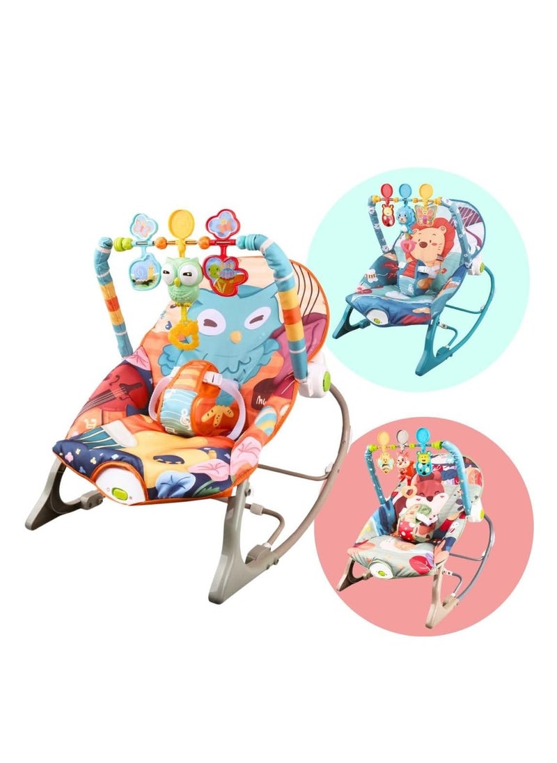 Baby Bouncer Seat, Baby Rocker, Swings and Vibrations seat for Infants, Portable Baby Swing with Music Box and Toys, Adjustable Multi Position, Newborn to Toddler, Owl Aurora  Aurora