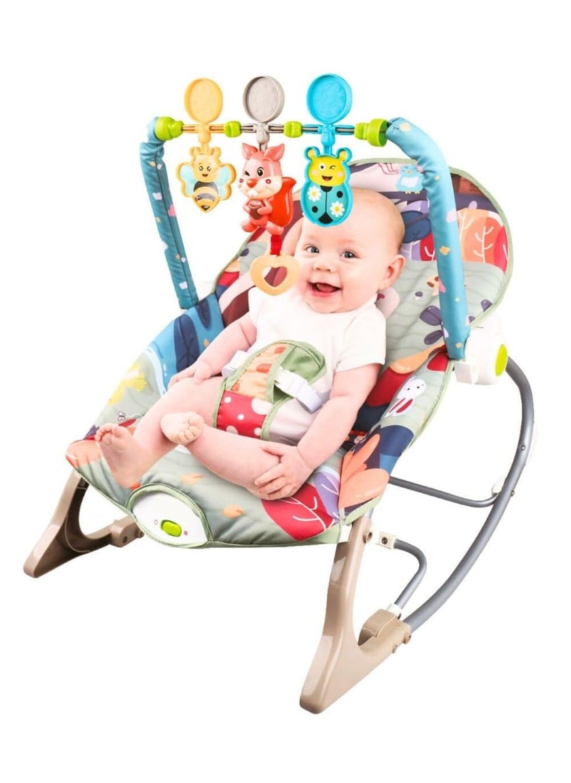 Baby Bouncer Seat, Baby Rocker, Swings and Vibrations seat for Infants, Portable Baby Swing with Music Box and Toys, Adjustable Multi Position, Newborn to Toddler, Owl Aurora  Aurora