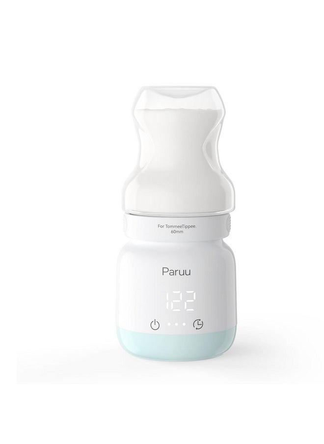 Paruu Travel-Friendly Portable Bottle Warmer, Fast Heating, Double Leak-Proof Design for Babies, Ideal for Breastfeeding and Formula, 4 Adapters for Dr. Brown, Tommee Tippee, and Comotomo