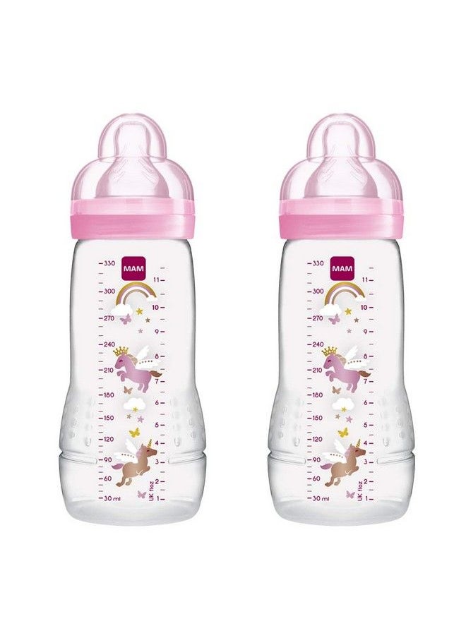 330Ml Pack Of 2 Pink Mam Baby Bottle With Spill Free Lid