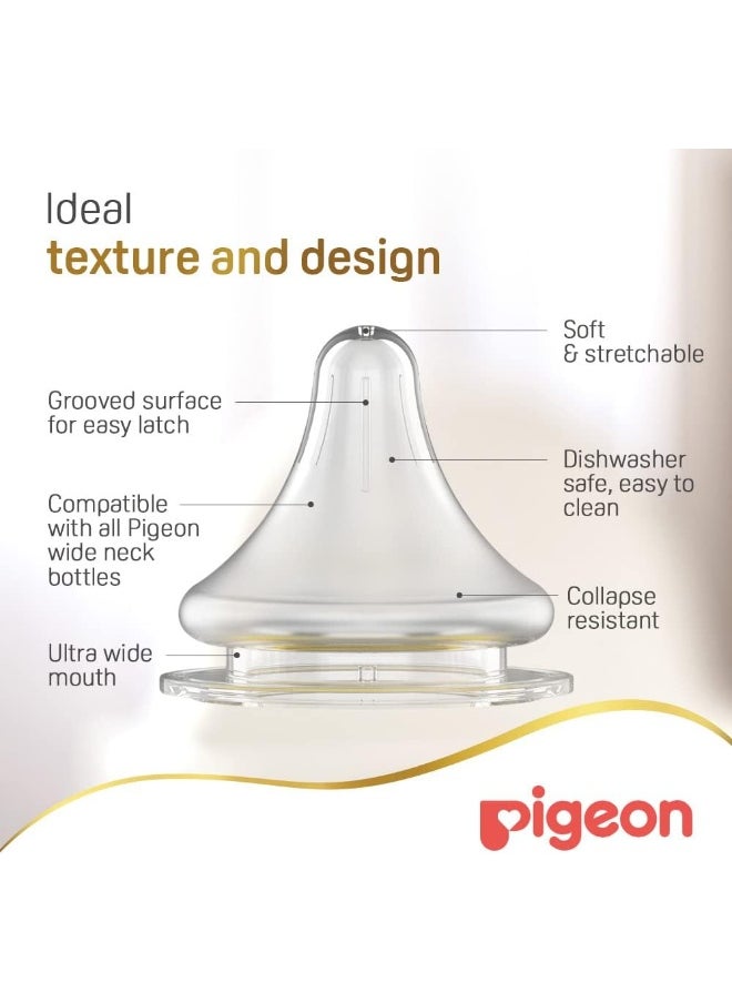 Pigeon Softouch Peristaltic Plus Wide Neck Nursing Glass Bottle, 100% Silicone Nipple, Bpa & Bps Free, 240ml