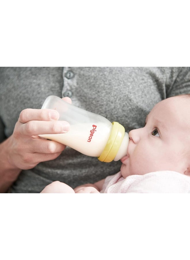 Pigeon Softouch Peristaltic Plus Wide Neck Nursing Plastic Bottle, 100% Silicone Nipple, Bpa & Bps Free, 160ml, Multicolor