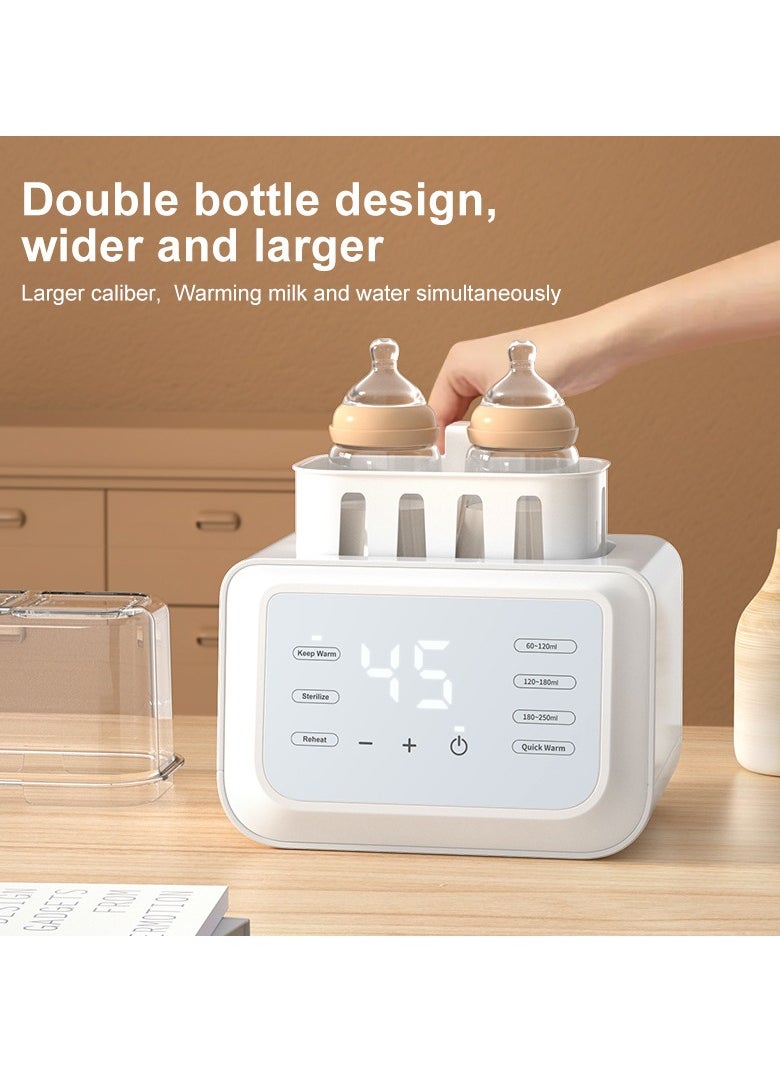 Automatic Milk Warmer, Multi Functional Double Bottle Milk Warmer, Defrosting And Heating Milk Warmer, Lightweight And Portable Bbay Feeder Warmer, (1pc, White)