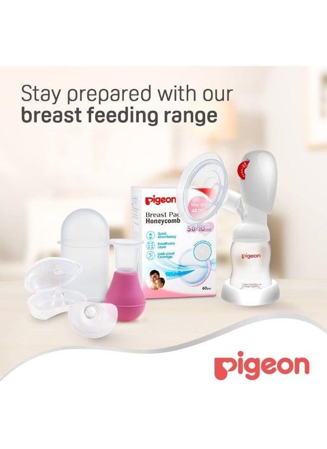 Pigeon Breast Pad, Honeycomb, Ultra-Slim And Light, Leak Proof Coverage, Quick Absorbency, 60 Pcs, White