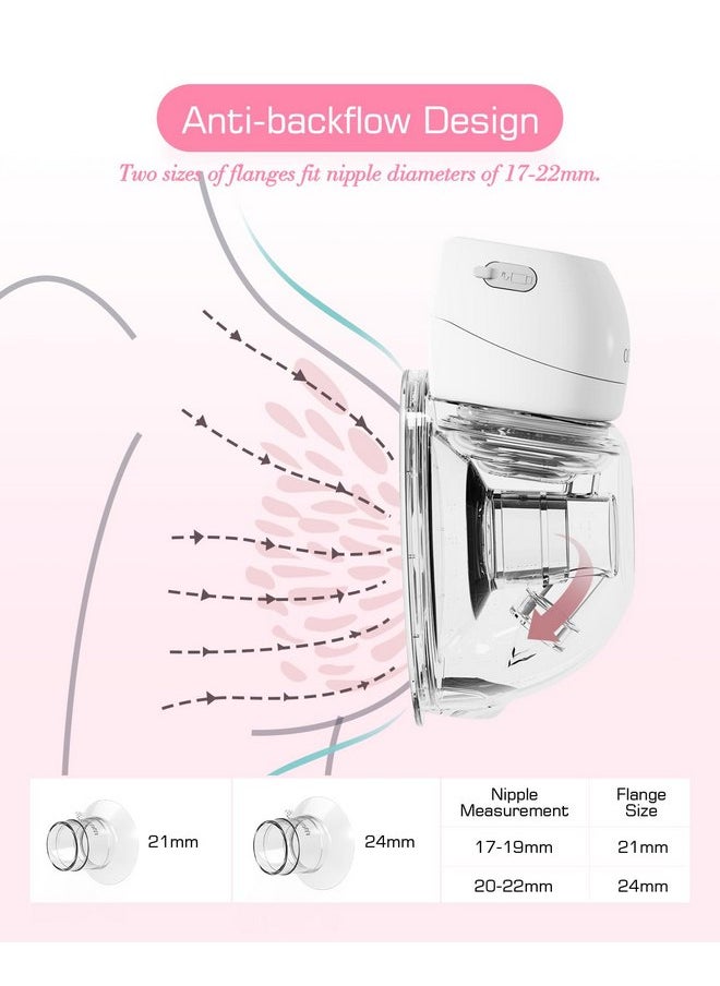 KISSBOBO ABP-1508 Hands Free Breast Pump Wearable with Storage Bag, Wearable Breastfeeding Pump Strong Suction, Low Noise, 3 Modes & 9 Levels,with 21/24mm Insert/Flange, 2 Pack (Pink)