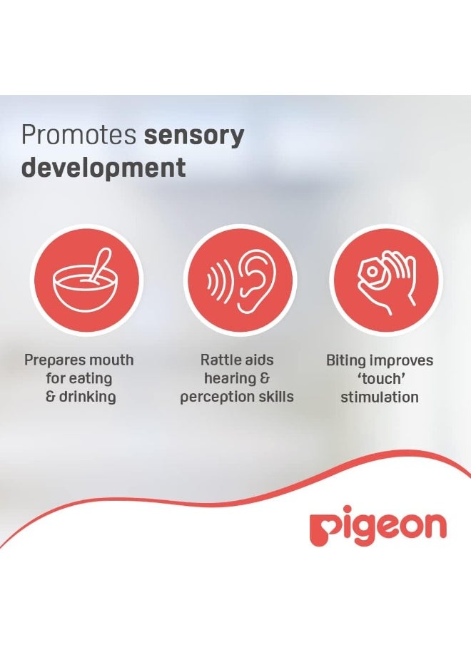 Pigeon Training Teether, Soft Handle And Teething Pad, Bpa Free, Step 2, Red