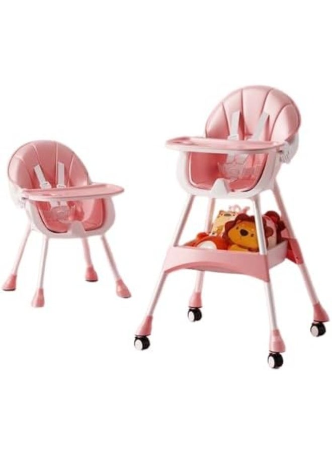 2-In-1 Baby High Chair With Detachable Footrest Double Tray, 6 Months +