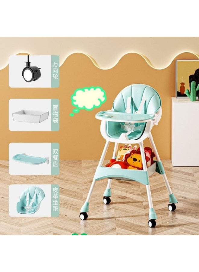 2-In-1 Baby High Chair With Detachable Footrest Double Tray, 6 Months +