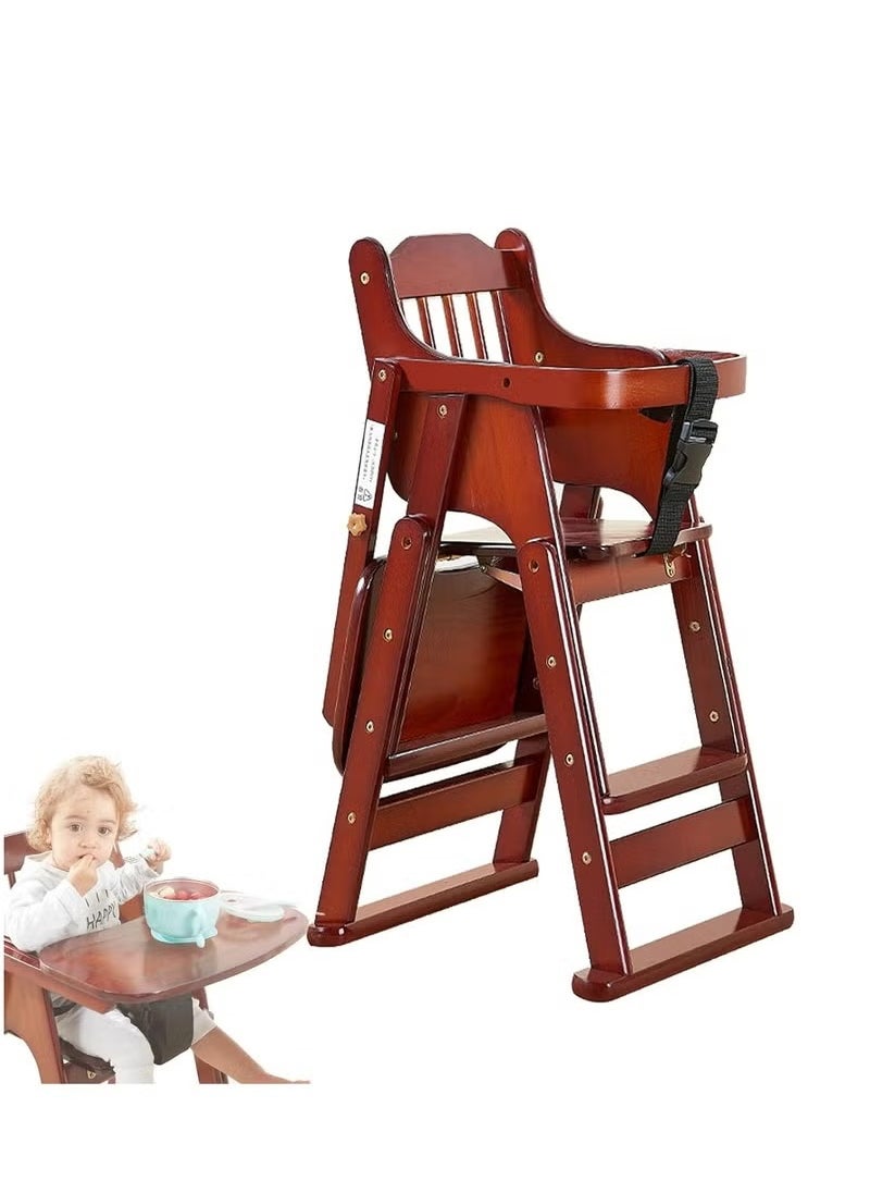 Wooden High Chair for Toddlers to Teens, Adjustable Dining Feeding Chair with Steps Grows with Child