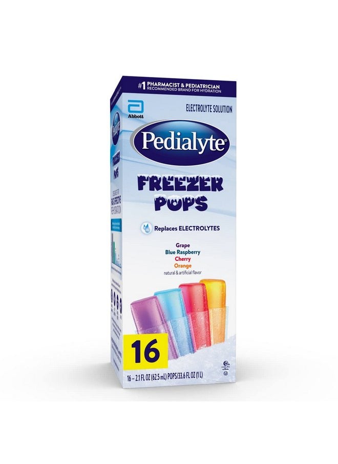 Pedialyte Electrolyte Solution Freezer Pops, 2.1 Fl Oz, 16 Pack