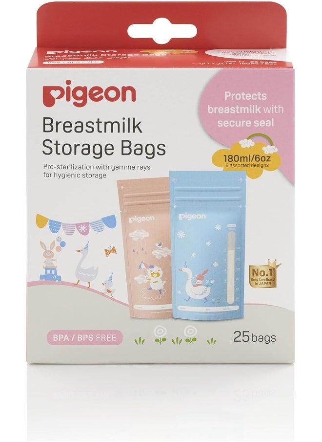 Pigeon Breast Milk Storage Bags Animals 180ml 25 bags