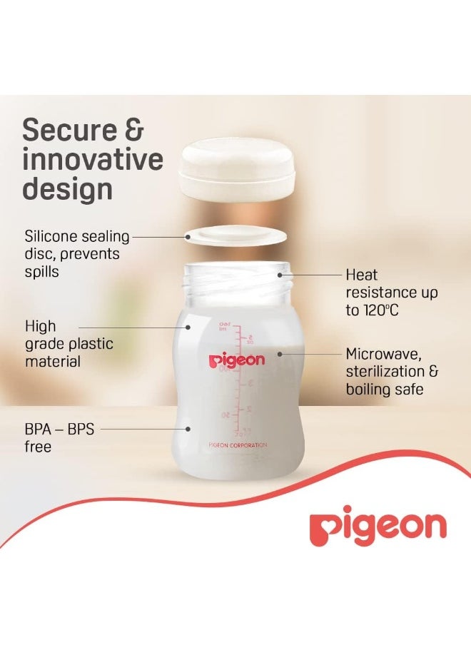 Pigeon Breastmilk Storage Bottle Set, 24 Hours Storage, Reusable, DEHP and BPA Free, 3pcs