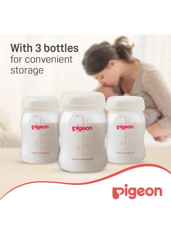 Pigeon Breastmilk Storage Bottle Set, 24 Hours Storage, Reusable, DEHP and BPA Free, 3pcs