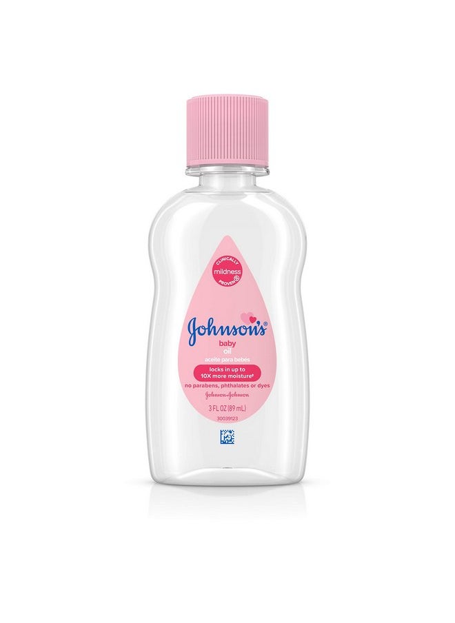 Johnson's Baby Oil, Pure Mineral Oil to Prevent Moisture Loss, Hypoallergenic, Original 3 fl. oz (Pack of 2)