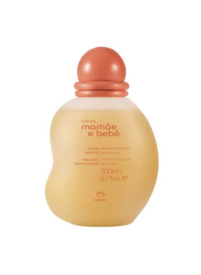 natura - Mamãe e Bebê Mom Stretch Marks Oil - Moisturizing Shower Oil - Skin Elasticity - 100% Vegan - Almond Oil - 97.3% Natural Origin - All Skin - Cruelty Free - Baby Essentials - 6.7 fl oz (200ml)