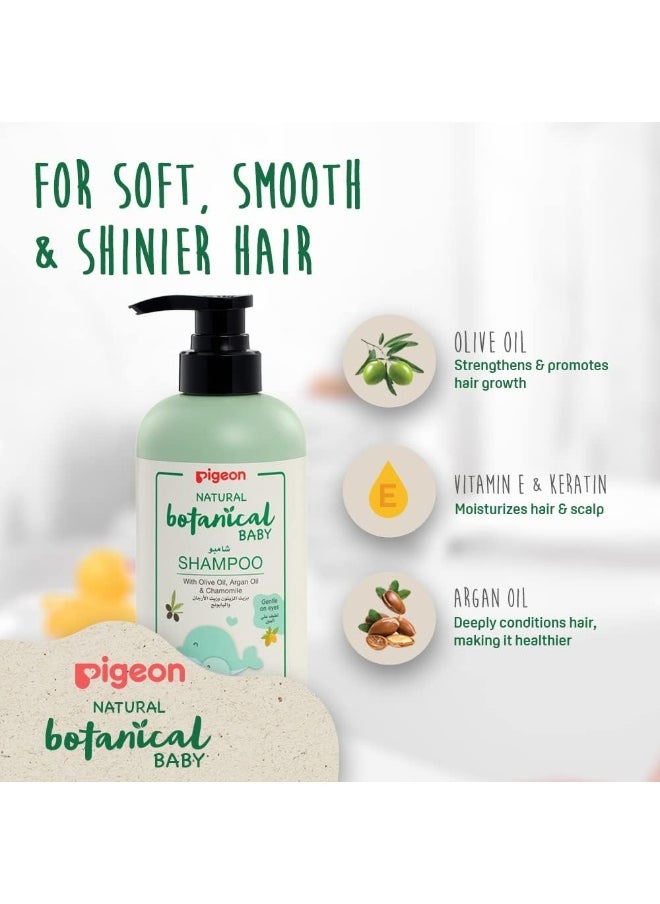 Pigeon Natural Botanical Baby Shampoo, Hypoallergenic, Good for Sensitive Skin, With Olive Oil and Argan Oil, 500ml, White