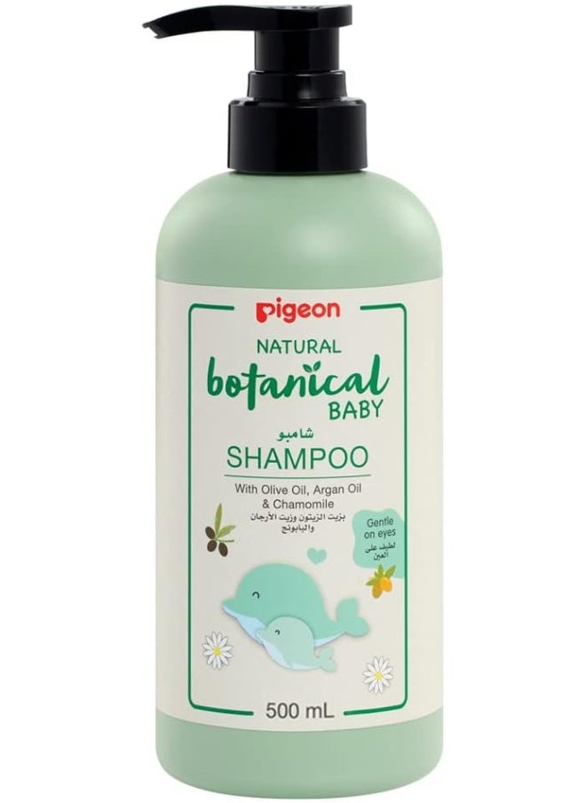 Pigeon Natural Botanical Baby Shampoo, Hypoallergenic, Good for Sensitive Skin, With Olive Oil and Argan Oil, 500ml, White