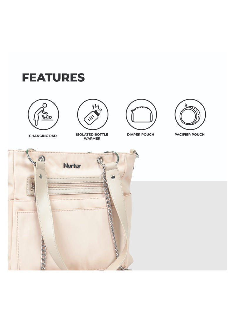 Nurtur Maternity Diaper Bag Fashion Bagpack Bag Multifunction Travel Bag with insulator bottle insulator pocket, Organizer, Pacifier pouch, Long Handle -Tan