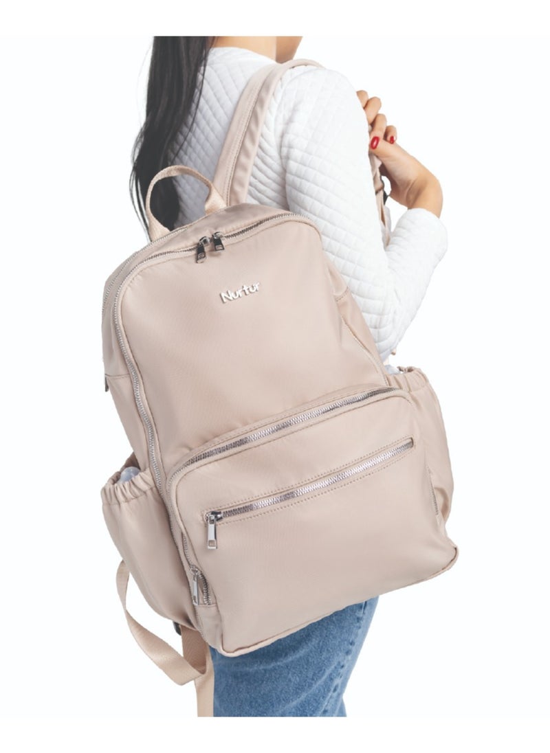 Nurtur Maverick Maternity Diaper Bag Fashion Bagpack Bag Multifunction Travel Bag with insulator bottle warming pocket and changing pad - Beige