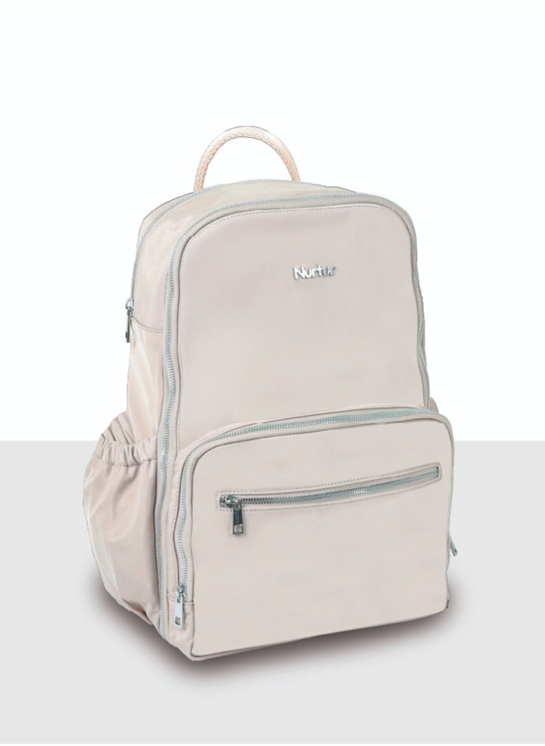 Nurtur Maverick Maternity Diaper Bag Fashion Bagpack Bag Multifunction Travel Bag with insulator bottle warming pocket and changing pad - Beige