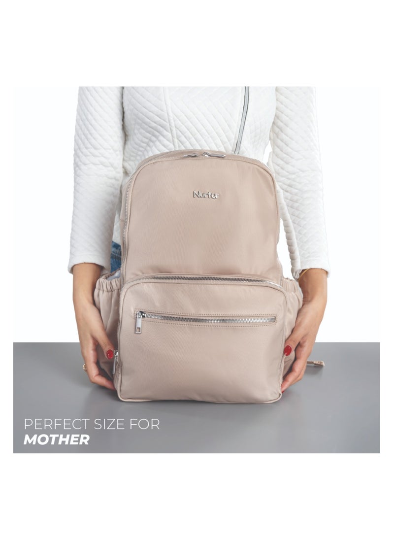 Nurtur Maverick Maternity Diaper Bag Fashion Bagpack Bag Multifunction Travel Bag with insulator bottle warming pocket and changing pad - Beige