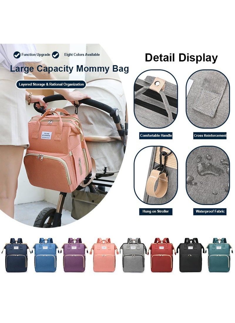 Newborn Baby Essential Multifunction Baby Diaper Backpack with Changing pad & Stroller Straps & Pacifier Case Mosquito Net & USB Charging Port Waterproof Travel Nappy Bags