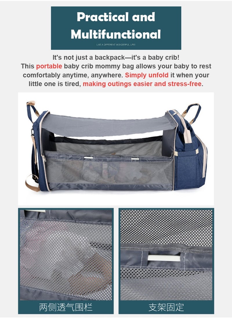 Newborn Baby Essential Multifunction Baby Diaper Backpack with Changing pad & Stroller Straps & Pacifier Case Mosquito Net & USB Charging Port Waterproof Travel Nappy Bags